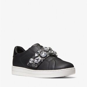 MICHAEL KORS Kenna Leather and Jewel Embellished Glitter Sneaker